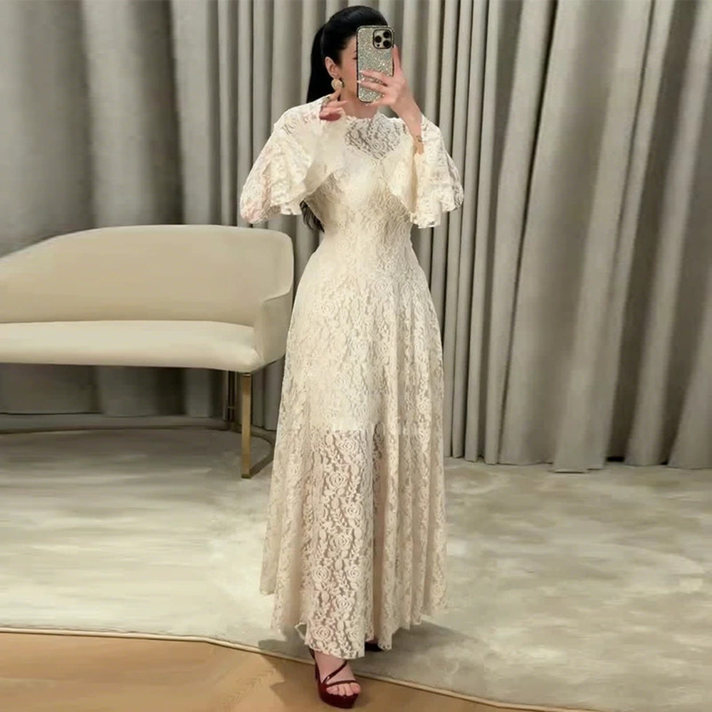 Forever 21 Elegant French Lace White Dress with Fitted Waist